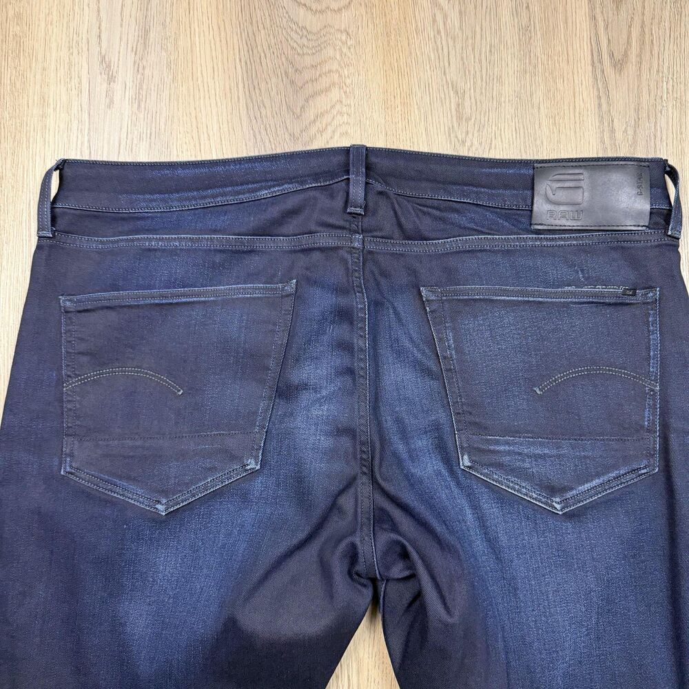 G-Star RAW 3301 Slim Jeans Mens 40x32 Blue Dark Wash Denim Straight Leg Pants - Picture 7 of 11